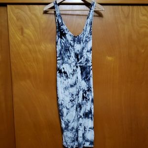 Timing Black Tie Dye Draped Dress